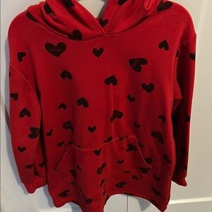 Red Hoodie with Black Heart Design